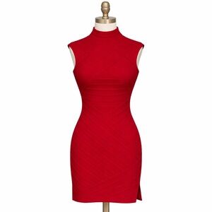 St. John Collection Santana Knit Tonal Stitched Bandage Dress In Garnet Red 8​